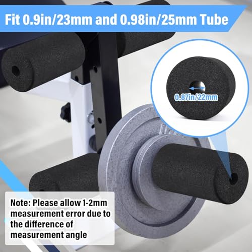 Deekin 4 Pcs Foam Foot Pad Rollers Buffer Tube Cover for Exercise Machine Home Gym Equipment Replacement Pads for Leg Extension Weight Bench Inversion Table (0.87 x 2.95 x 5.71 Inches) - size: 0.87 x 2.95 x 5.71"