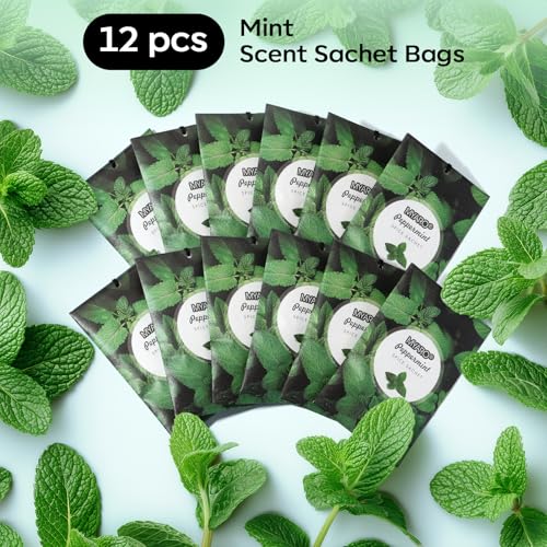 MYARO 12 Pack Peppermint Scented Sachets for Drawer, Closet Odor Eliminator Air Freshener Bags, Cool Mint Fragrance for Car & Home Aroma - color: Mint