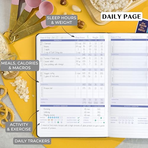 Legend Wellness Planner & Food Journal – Daily Diet & Health Journal with Weight Loss, Measurement & Exercise Trackers – Lifestyle & Nutrition Diary – Lasts 6 Months, A5 size – Black - color: Black Debossed, size: A5 (5.8” x 8.3”)