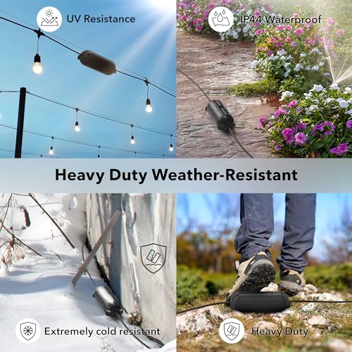 BN-LINK Outdoor Extension Cord Safety Cover, Cord Connector Protector Waterproof with 4 Latches, Plug Cover for Holiday String Lights & Tools, Black, 1 Pack - color: Black, size: 1 Pack