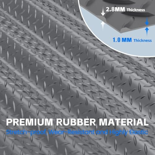 StellarStar 8x25 FT Garage Floor Mat, 2.8mm Thickened PVC Flooring Roll for Under Car, 200 SQFT Diamond Plate Gray Garage Mats for Garage, Warehouse, Basement, Factory, Trailer (Include Tapes) - color: Gray, size: 8x25 FT