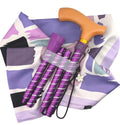 Asterom Canes for Women - Foldable, Adjustable, Collapsible - Fashionable Walking Cane for Women, Wooden Handle - color: Purple