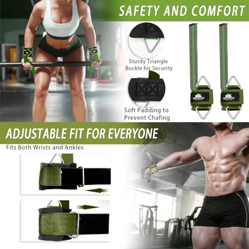 Wrist Cuffs Weight Lifting Straps – Heavy-Duty Cable Machine Attachments & Weightlifting Wrist Support for Lateral Raises, Pull Exercises & Strength Training - color: armygreen, size: size M
