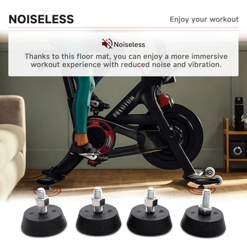 (4 Pack) for Peloton Exercise Bike Support Foot Pad, Upgraded Stainless Steel 3/8" Leveling Screws, Rubber Swivel Non-Slip Shock-Absorbing, Easy Install Replacement Parts