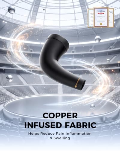[360° Full Compression] Copper Arm Sleeves for Men & Women, [Ultra Breathable] Arm Brace for Forearm, Bicep, Triceps, Tennis Elbow, Basketball, Golf, Arthritis, Tendonitis, Bursitis - size: L/XL
