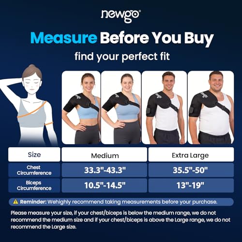 NEWGO Shoulder Ice Pack Rotator Cuff Cold Therapy, 45-Min Long-Lasting Ice Packs for Shoulder & Arm with Ice Grid, Flexible Cold Compression Wrap for Post-Surgery, Muscle Relaxation & Swelling, XL - size: XL