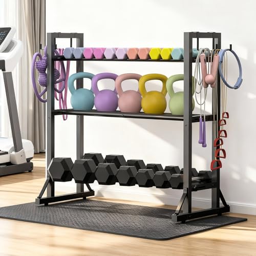 Dumbbell Rack Stand Only, Adjustable Weight Rack for Home Gym, Capacity Weight Storage Stand, Kettlebell & Dumbbell Organizer, Space-Saving Fitness Equipment Rack - color: Matte Black