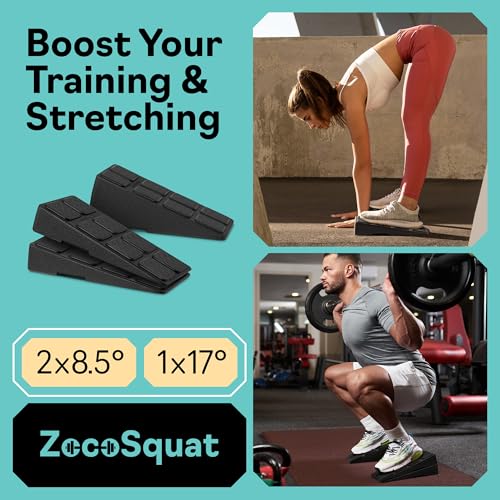 Squat Wedge Block Set of 3/5 - 960 LBS Capacity - Slant Board for Calf Stretching with 5 Stackable Angles - Calf Stretcher Slant Board - Workout Equipment - EPP Material for Exercise Equipment & Physical Therapy - color: Black&Purple