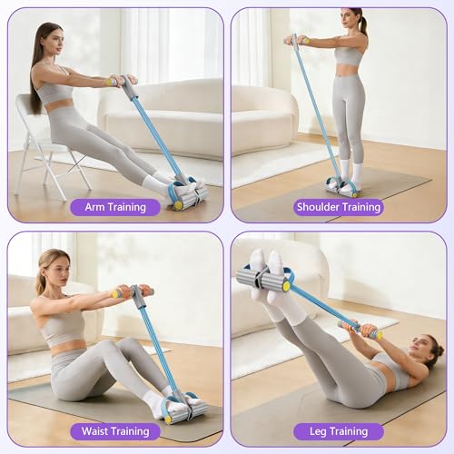 Upgraded Pedal Resistance Band with Handle, Soft Durable Fashion Puller Exercise with Thickened 6 Tension Ropes, Tube Pedal Resistance Device for Abdomen, Waist, Arm, Leg, Core/ABS - color: Gray & Blue