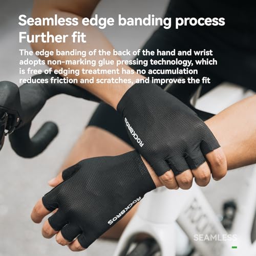 ROCKBROS Cycling Gloves for Men Women Breathable Gel Pad | Reduce Riding Pain, Breathable Mesh Keeps Hands Cool,Fits MTB Hiking Outdoor Work - color: Breathable Half Black, size: X-Large