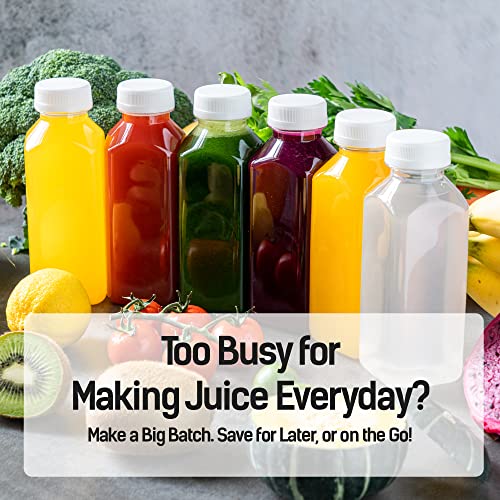Norcalway Plastic Juice Bottles with Caps, Reusable Juicing Bottles, Clear Drink Containers with Lids for Juicing, Smoothie and Other Beverages - 12oz 6pcs - size: 12 OZ / 6 PACK