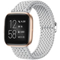 Maledan Stretchy Bands Compatible for Fitbit Versa 2 and Fitbit Versa Women Men, Waterproof Braided Bracelet Replacement Bands for Fitbit Versa & Fitbit Versa 2 Straps Wristbands Accessories, Gray - color: White Gray