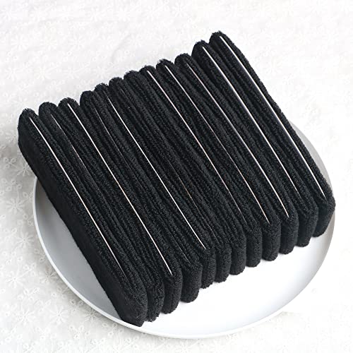 Cotton Sweatband Headbands,Pack of 12,Elastic Stretchy Sport Terry Cloth Sweat Bands,Yoga Workout Fitness Exercise Basketball Headband - color: 12pcs x black cotton sweatband headbands
