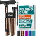 Vive Folding Cane - Foldable Walking Cane for Men, Women - Fold-up, Collapsible, Lightweight, Adjustable, Portable Hand Walking Stick - Balancing Mobility Aid - Sleek, Comfortable - color: Leopard