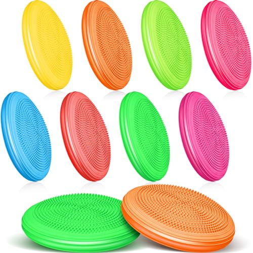 Libima 8 Pcs Wiggle Seat Inflated Wobble Cushion Sensory Seat Flexible Balance Board Balance Disc for Kids Men Women Physical Exercise Improving Posture Home Office Classroom - color: Neon Color