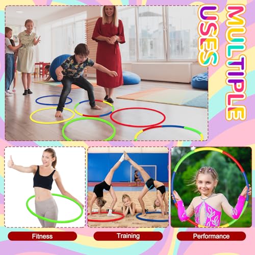 Sratte 12 Pcs Toy Hoop for Kid Detachable Adjustable Toy Hoop Colored Hoop Exercise Ring Plastic Circle for Kid Teen Gymnastics Dog Agility Equipment, Require Self Assembly(Classic Color, 32 Inch) - color: Classic Color, size: 32 Inch