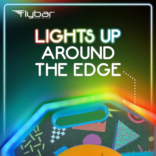 Flybar LED Pogo Trick Ball for Kids Balance Bounce Board w/Anti-Slip Deck - color: Retro Rocket