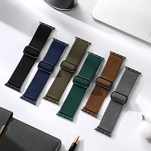 Maledan 10 Pack Stretchy Nylon Bands Compatible with Apple Watch Band 40mm 38mm 41mm 42mm Women Men, Elastic Solo Loop Strap Wristbands for Apple Watch Ultra iWatch Series 11 10 9 8 7 6 5 4 3 2 1 SE - color: Black/Navy Blue/White/Army Green/Gray/Cactus/Pi