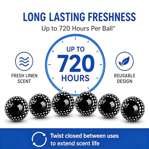 Knixmax Sneaker Deodorizer Shoe Freshener Balls, Odor Eaters for Shoes Boots Mules, Smell Eliminator Ball for Gym Gear Bags and Lockers, Fresh Linen Scent, Pack of 6, Black White - color: 2. Fresh Linen