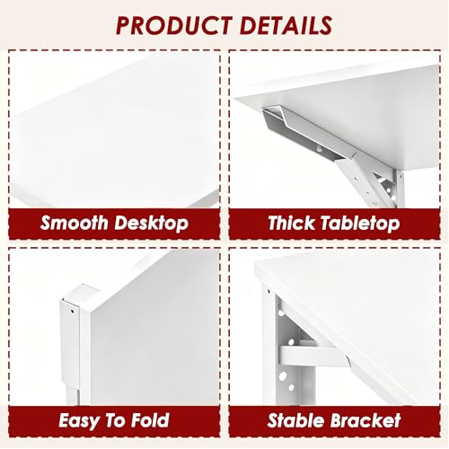 Need Small Fold Down Table Wall Mounted Heavy Duty Small Folding Wall Table Length 30 inches Width 20 inches Perfect Addition to Laundry Room/Home Bar/Kitchen & Dining Room AC15DW(7650) - color: White Desktop & White Folding Shelf Brackets, size: L30" * W