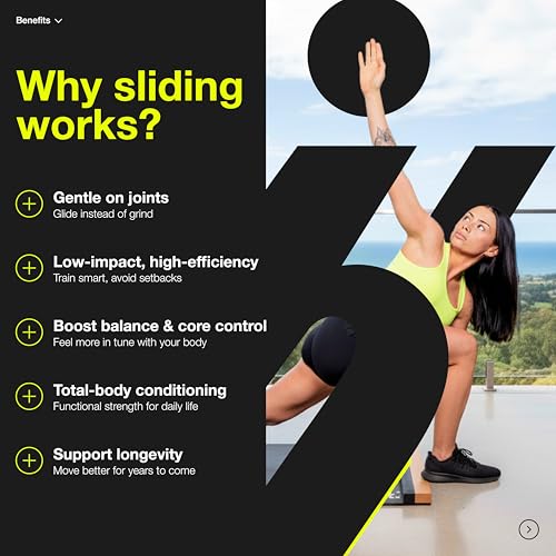 Slyfit Slide Board – Revolutionize Your Workouts: Slide Exercise at Home with Booties for Fitness, for Multi-Sport Training, Core Strength, Flexibility – Low-Impact Durable Home Gym Equipment for Balance and Agility