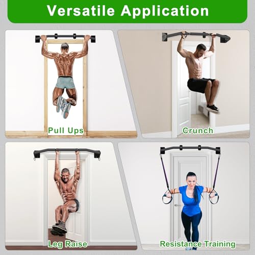 SELEWARE Heavy Duty Wall Mount Pull Up Bar, Joist Mount Chin Up Bar for Doorway, Sturdy Steel Construction, w/Resistance Band Hooks, Fits 32"/36" Wall Studs for Home Gym Strength Training - size: B: 36" x 1.6" Dia Grip