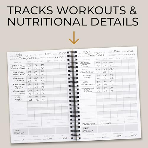 ZICOTO Ultimate Workout Journal - Complete Fitness Training Planner for Men and Women - Track PRs, Build Muscle & Dominate Your Workouts - Essential Gym Gear Accessories for Serious Weight Lifters - color: Beige