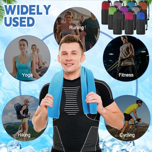 Peryiter 20 Pack Cooling Towels Bulk for Neck and Face Cooling Towel for Hot Weather Quick Dry Sweat Towel Soft Breath Portable with 20 Storage Bags for Gym Yoga Athletes Sports Fitness - size: 12 x 40 Inch