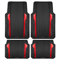 CAR PASS Heavy Duty Rubber Car Mats Metallic, Aluminum Film All Weather Floor Mats Waterproof Universal Trim to Fit Automotive SUV Sedan Van 4 Piece Anodized Deep Dish Two-Tone Sporty Black Red Chrome - color: BLack Red