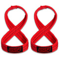 SERIOUS STEEL FITNESS Red Figure 8 Lifting Straps | Deadlift & Strongman Axle Straps - 3 Sizes - color: Red, size: (60 CM - Less than 7.25" Wrist)