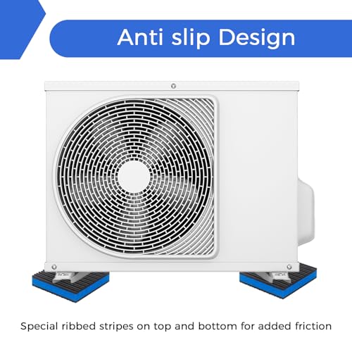 8Pcs Anti Vibration Pads 4'' X 4'' X 7/8" Sound Isolation Ribbed Rubber Mats with EVA Center, Heavy Duty Blue EVA Pad for Air Conditioner,Compressors,HVAC,Treadmills etc