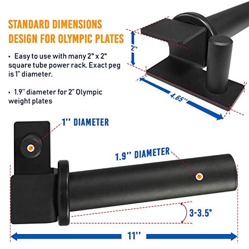 Yes4All Olympic Weight Plate Holder Attachment - color: F. Set Holder for Barbell & 2" Weight Plate, size: Fit 2x2" Rack with 1" Hole