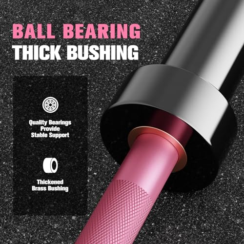 RitFit Elite 7ft Olympic Barbell, Robust 45lb Barbell for Weightlifting and Powerlifting, Superior Olympic Bar with Exceptional 500lbs Load Capacity, Weight Bar for 2” Standard Plates - color: Pink, size: 7 ft 500 lb 45 lb without Collar