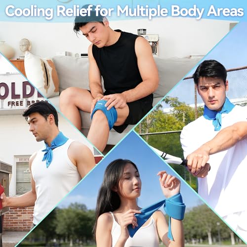 New Upgraded Cooling Neck Wraps, Neck Coolers for Hot Weather, Leak-Proof Solid Cooling Gel, 360° Full-Wrap, Cool Relief - Head, Neck, Wrists... - color: Blue