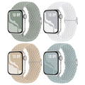 4 Pack Braided Stretchy Bands Compatible with Apple Watch 40mm 41mm 38mm 42mm 44mm 45mm 46mm 49mm Women Men, Breathable Nylon Elastic Daily Use Straps for iWatch Series 11/10 9 8 7 6 5 4 3 SE/Ultra 2 - color: Beige/White/Succulent/Sage Green, size: 38mm/4