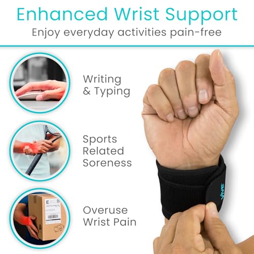Vive Wrist Wrap Support Braces (2 Pack) | Tennis, Weightlifting, Golf, Sports Band - Adjustable Compression Strap for Tendonitis, Carpal Tunnel & Arthritis - Men/Women