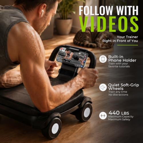 EAST MOUNT Ab Roller Wheel - Ab Roller with Elbow Support for Core Workout Belly Fat Automatic Rebound Abdominal Wheel for Women Men Home Gym Equipment - color: Black