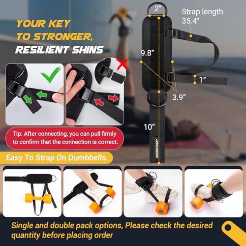nooncrazy Ankle Straps for Dumbbell and Cable Machine, Dumbbell Foot Attachment with Longer Stronger Nylon Strap, Tibialis Trainer, Leg Extensions, Hamstring Curls for Women and Men - color: Black 2PC