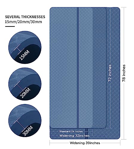 nuveti Large Exercise Mat - 15mm/20mm/30mm Thick Yoga Mat | Workout Mat for Fitness, Yoga, Pilates, Stretching & Floor Exercises for Women & Men with Free Carrying Bag - color: DarkBlue, size: 183X80X20MM