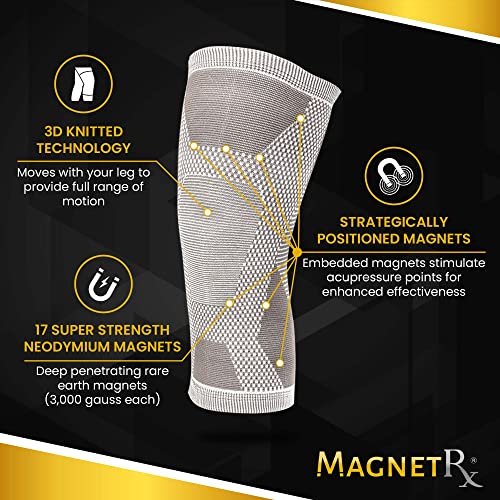 MagnetRX® Magnetic Knee Sleeve – (2-Pack) Effective Compression Knee Brace with Magnets for Comfort & Recovery – Magnetic Brace Support (X–Large) - size: X-Large (Pack of 2)