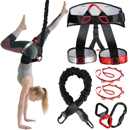 Heavy Duty Bungee Fitness Set – Professional 4D Bungee Resistance Band for Home Gym, Yoga & Air Dance – Adjustable Harness with 360° Rotational Device,Includes Workout Guide - size: S(110-132 pounds )