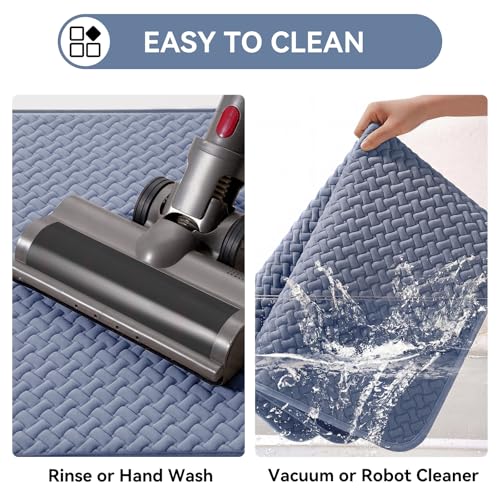YDKGL Bathroom Rugs Non Slip, Super Absorbent Quick Dry Bath Mats for Bathroom, Foam Weave Texture Thin Bath Rugs Washable with Rubber Backing Fit Under Door Outside Shower,20" x 31“ - color: Blue, size: 20” X 31“