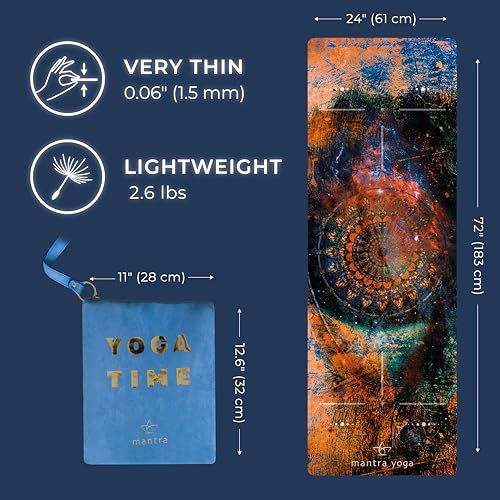 Mantra Yoga Travel PRO 1.5mm with Knee Pad - Foldable Fitness & Exercise Mat with Bag | Lightweight, Compact & Eco-Friendly | Non-Slip & Washable | For All Types of Yoga | 72" L x 24" W | 2.6 lbs - color: Masala