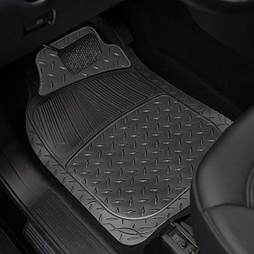 FH Group Automotive Floor Mats - Heavy-Duty Metallic Rubber Floor Mats for Cars, Universal Fit Full Set, Climaproof Floor Mats, Trimmable Floor Mats for Most Sedan, SUV, Truck Floor Mats Black - color: Black