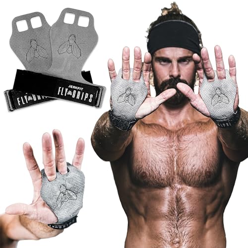 JerkFit Fly Grips, 2 Finger Vegan Gymnastics Grips - Pull Up Grips for Cross Training Hand Protection - Hand Grips for Gymnastics Bars, Palm Guards for Athletes to Prevent Rips and Blisters - size: Small