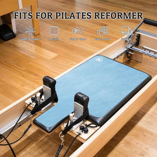Non-Slip Pilates Reformer Mat, 1.2 mm Thick, 39 x 24 inch | Foldable Lightweight Pilates Reformer Machine Exerxise Mat Towel Cover for Gym Fitness - color: Blue