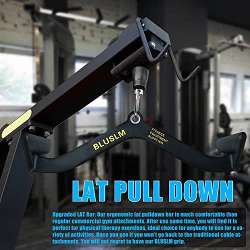 BLUSLM LAT Pull Down Bar for Cable Machine, LAT Pulldown Attachments T-bar V-bar Cable Attachment for Gym, Back Tricep Strength Training Handle - size: 21.6 Inch-1 Pack