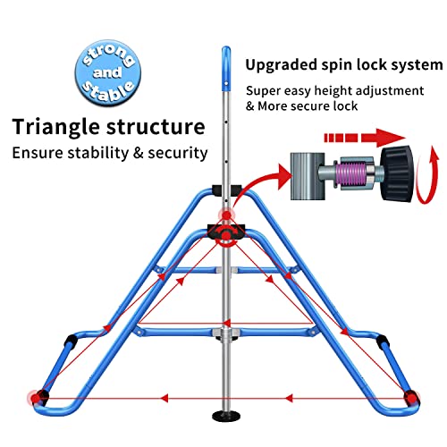 Tepemccu Gymnastics Bars, Adjustable Gymnastic Horizontal Bars for Kids | 5-Height Adjustable 34.8"-50.8", Foldable for Home Training, Include Children Gymnastics Rings and Bar Pad, Indoor Outdoor - color: Blue