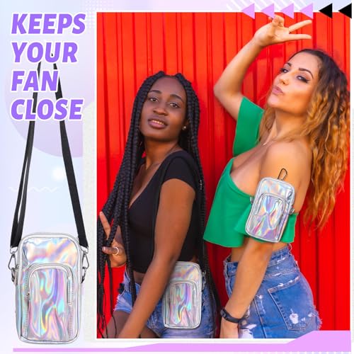 Carnival Arm Bag Silver Holographic Phone Armband Holder with Adjustable Strap Pouch Harness Women Summer Hiking Pack - color: Silver, style: Casual