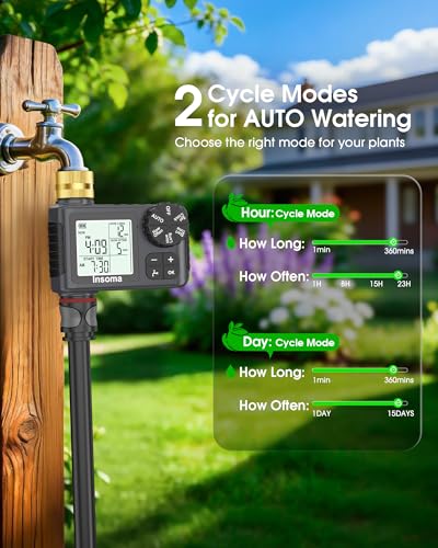 Water Timer for Garden Hose with 100% Metal Pipe, Programmable Sprinkler Controller for Garden Faucet with Auto/Manual/Rain Delay Mode, Irrigation Timers for Lawn, Yard, Outdoor Plants - size: 1 Zone-Metal Pipe